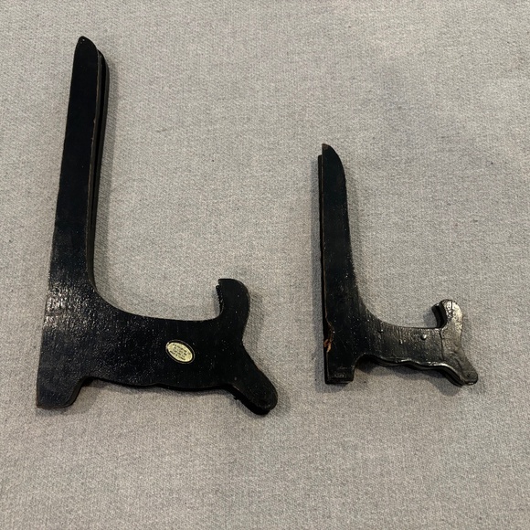 Vintage 10 inch and 6 inch Black Wooden Plate Picture Stands Easels - Picture 2 of 7